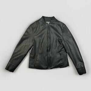 Preview Collection Womens Petite Large Black Genuine Leather Jacket 1611